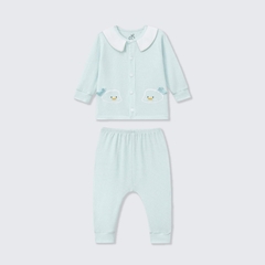Bộ dài tay La Pomme cúc thẳng Bé yêu bồng bềnh - Newborn,0,3 Be Xanh