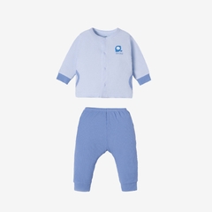 Bộ dài tay La Pomme cúc thẳng Bonjour - Newborn Xanh