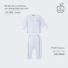 Bộ dài tay La Pomme cúc thẳng Ngôi sao nhỏ - Newborn, 0M Xanh