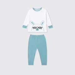 Bộ dài tay La Pomme raglan người bạn tai dài - 6,9,12,18M,3,4,5Y Xanh