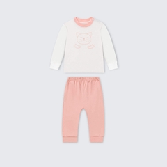 Bộ dài tay La Pomme viền cổ sắc màu kẹo bông - 6,9,12,18M,3Y Hồng