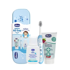 Bộ kit Chicco Happy All Day (tắm gội, kem đánh răng, bàn chải)