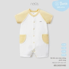 Nous - Bộ liền cộc màu trắng phối vàng 0M, 3M, 6M, 9M