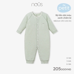 Nous - Bộ liền dài màu xanh chấm bi 0M, 3M, 6M