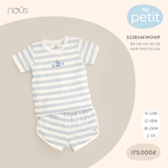 Bộ Nous cài vai cộc kẻ xanh hình bọ rùa (6M, 9M, 12M)