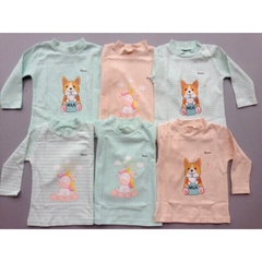 Bộ quần áo Avaler cổ 3cm cotton (3-6M, 6-9M, 12-18M, 18-24M, 2-3Y), (Họa tiết Xanh, Kẻ Xanh, Cam)