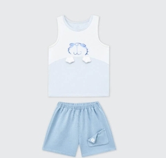 Bộ sát nách La Pomme Little friend - 3,4,5Y Xanh