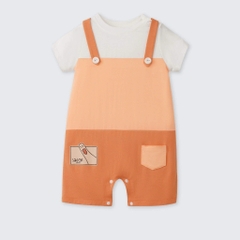 Bộ yếm body cộc tay La Pomme thuỷ thủ Cam (3M-12M)