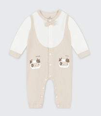 Bộ yếm liền dài tay La Pomme cổ nơ - 3,6,9M Be