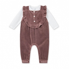 Bộ yếm rời kèm body dài tay La Pomme bèo nhún -  6,9,12M Hồng