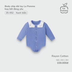 Body chip dài tay La Pomme hoạ tiết đáng yêu - Newborn Xanh biển