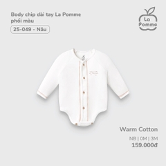 Body chip dài tay La Pomme phối màu - 0M, 3M Trắng Nâu