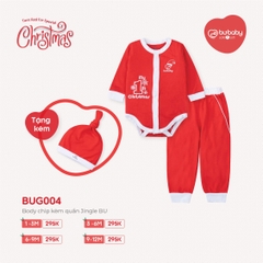 Body chip quần dài Jingle Bubaby kèm mũ giáng sinh (1-3M, 3-6M, 6-9M, 9-12M)