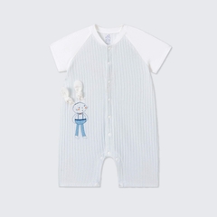 Body cộc tay La Pomme raglan bạn thỏ tai dài - 3,6M Xanh