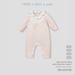 Nous Body dài màu hồng phối trắng thêu trang trí 0,3M