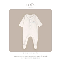 Body Nous dài tất màu trắng in vòng nguyệt quế con gấu (NB - 6M)