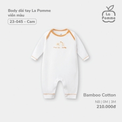 Body dài tay La Pomme viền màu - Newborn, 0M Cam