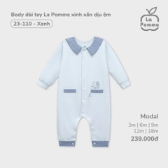 Body dài tay La Pomme xinh xắn dịu êm - 3,6,9,12M Xanh