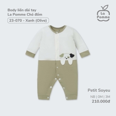 Body liền dài tay La Pomme Chó đốm - Newborn 0,3M Xanh (Olive)