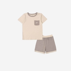 Bu Baby BBB1301PW.03Y14B | Bộ ngắn tay cài vai Gami | (12-18M, 18-24M, 2-3Y, 3-4Y)  (Be - Cà phê, Blue - Xanh đậm)