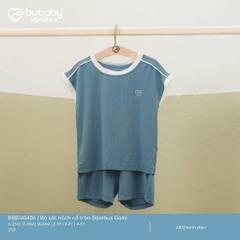 Bu Baby BBB140406.03YA82 | Bộ sát nách cổ tròn Bambus Gami |(6-12M, 12-18M, 18-24M, 2-3Y) - (Xanh đậm, Trắng - Vàng kem)