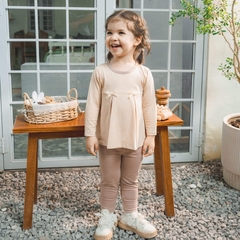 Bu Baby - BBC1110DN.03YE40 | Bộ dài tay cài sau thêu ngực Dona Be - Nâu sữa 12M đến 3Y