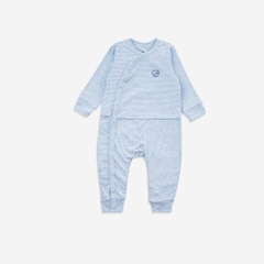Bu Baby - BSR210800.03MC45 | Body dài tay cài chéo Joyful kẻ blue nhạt 0-3M, 3-6M