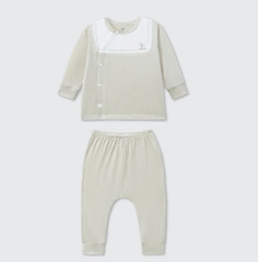 Bộ dài tay cúc lệch La Pomme phối cổ ngọt ngào - Newborn,0,3M Be