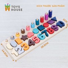 Đồ chơi gỗ bảng học chữ số hình khối tập đếm Toyshouse