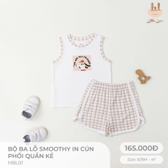 Little Love Bộ Ba Lỗ Smoothy In Cún Phối Quần Kẻ (4Y,3Y,18-24M,12-18M,9-12M,6-9M)