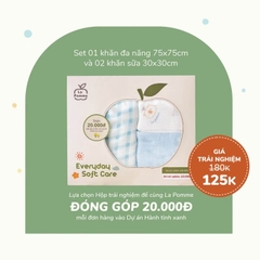 Hộp trải nghiệm 3 khăn sợi tre lụa La Pomme Everyday Soft Care - Xanh