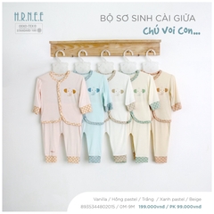 Hrnee Bộ Sơ Sinh Cài Giữa Chú Voi Beige 3,6M