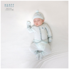 Hrnee Bộ Sơ Sinh Cài Giữa Chú Voi Xanh pastel 3,6M