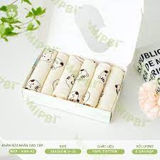Khăn sữa xô nhăn in hình Mipbi cao cấp