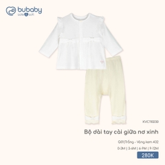 Bu Baby Bộ dài tay cài giữa nơ xinh Trắng Vàng kem 432 (9-12M)