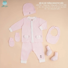 Little Love-Little Love-2023 BỘ SS CÀI THẲNG SMOOTHY GẤU TRẮNG HỒNG (0-6M)