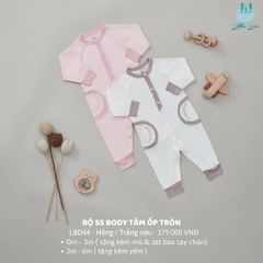 Little Love-Little Love-2024 BỘ SS BODY TĂM ỐP TRÒN TRẮNG NÂU (0-6M)