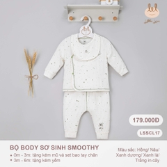 Little Love - 2024 BỘ SS CÀI LỆCH SMOOTHY GREEN STAR 0,3,6M