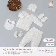 Little Love - 2024 BỘ SS CÀI THẲNG SMOOTHY TRẮNG IN CÂY 0,3,6M