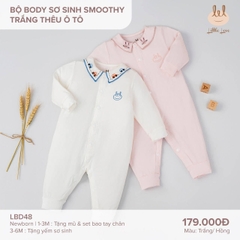 Little Love Bộ body sơ sinh smoothy hồng thêu thỏ 0 cho đến 6M