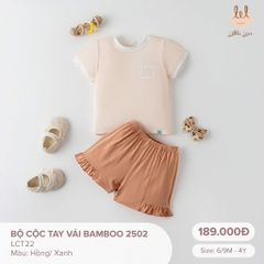 Little Love Bộ cộc tay vải bamboo 2502 hồng từ 6M đến 3Y