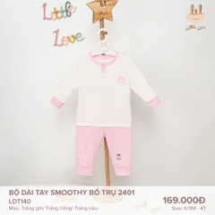 Little Love BỘ DÀI TAY SMOOTHY BỔ TRỤ 2401 TRẮNG HỒNG 9,12,18-24M