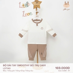 Little Love BỘ DÀI TAY SMOOTHY BỔ TRỤ 2401 TRẮNG NÂU 9,12,18-24M
