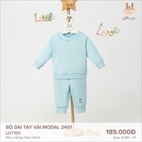Little Love BỘ DÀI TAY VẢI MODAL 2401 XANH 9,12,18-24M