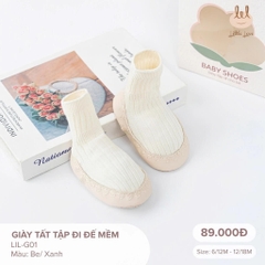 Little love Giày tất tập đi đế mềm màu be  6,12-18M