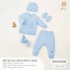 Little Love Bộ Sơ Sinh Cài Lệch Petit 2503 Xanh (3-6M,1-3M,Newborn)