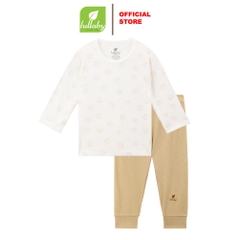 Lullaby - Bộ BT dài tay NH721R - Trắng in - Nâu - 9,12,18M