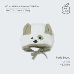 Mũ sơ sinh La Pomme Chó đốm - Xanh (Olive)