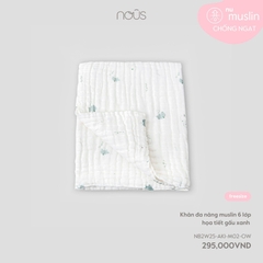 Nous Khăn đa năng muslin 6 lớp họa tiết gấu xanh