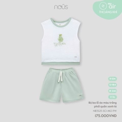 Nous Bộ ba lỗ áo màu trắng phối quần xanh lá 9,12,18M, 2Y